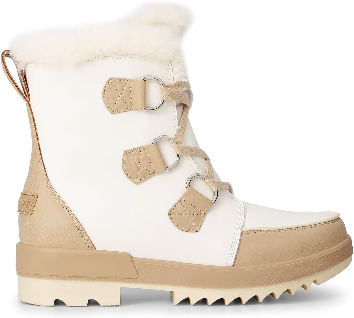 imageDREAM PAIRS Ankle Winter Boots for Women Snow Boots AntiSlip Resistant Classic Warm Faux Fur Lined Lace Up for Outdoor Hiking WalkingBeige