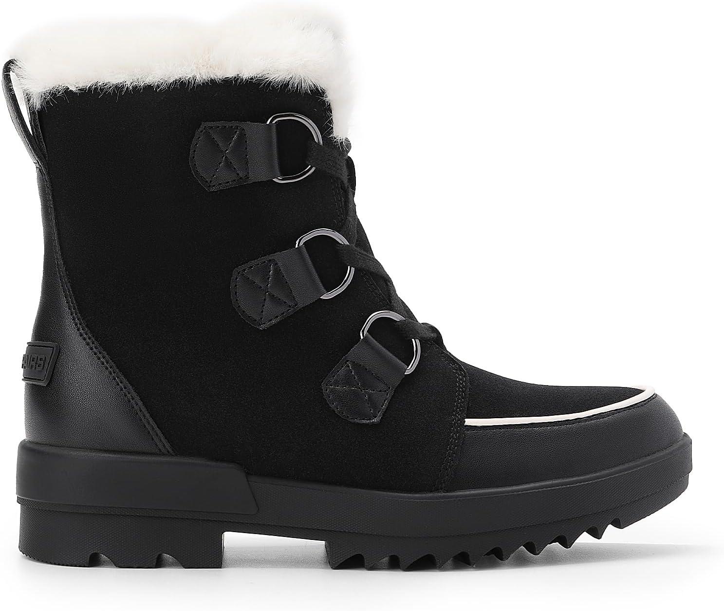 imageDREAM PAIRS Ankle Winter Boots for Women Snow Boots AntiSlip Resistant Classic Warm Faux Fur Lined Lace Up for Outdoor Hiking WalkingBlack