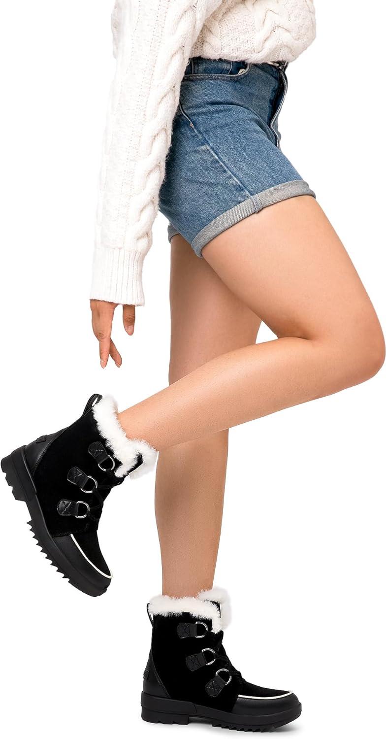 imageDREAM PAIRS Ankle Winter Boots for Women Snow Boots AntiSlip Resistant Classic Warm Faux Fur Lined Lace Up for Outdoor Hiking WalkingBlack