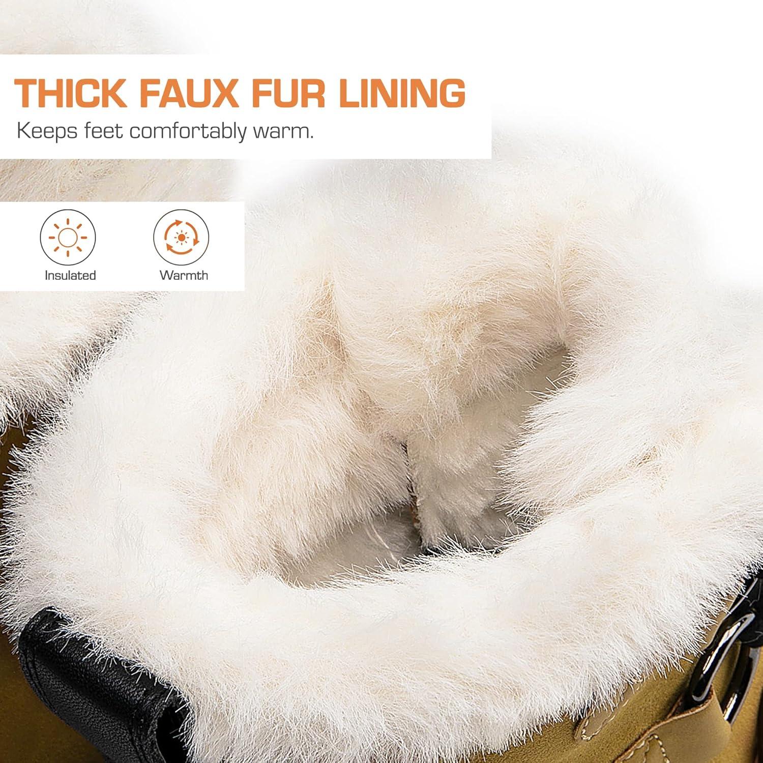 imageDREAM PAIRS Ankle Winter Boots for Women Snow Boots AntiSlip Resistant Classic Warm Faux Fur Lined Lace Up for Outdoor Hiking WalkingChestnutBlack