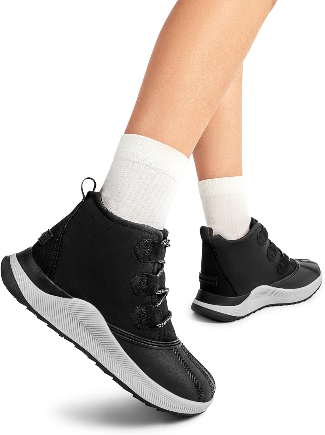 imageDREAM PAIRS Ankle Winter Boots for Women Waterproof Lace Up AntiSlip Warm Snow Booties Fashion Sneaker BootsBlack