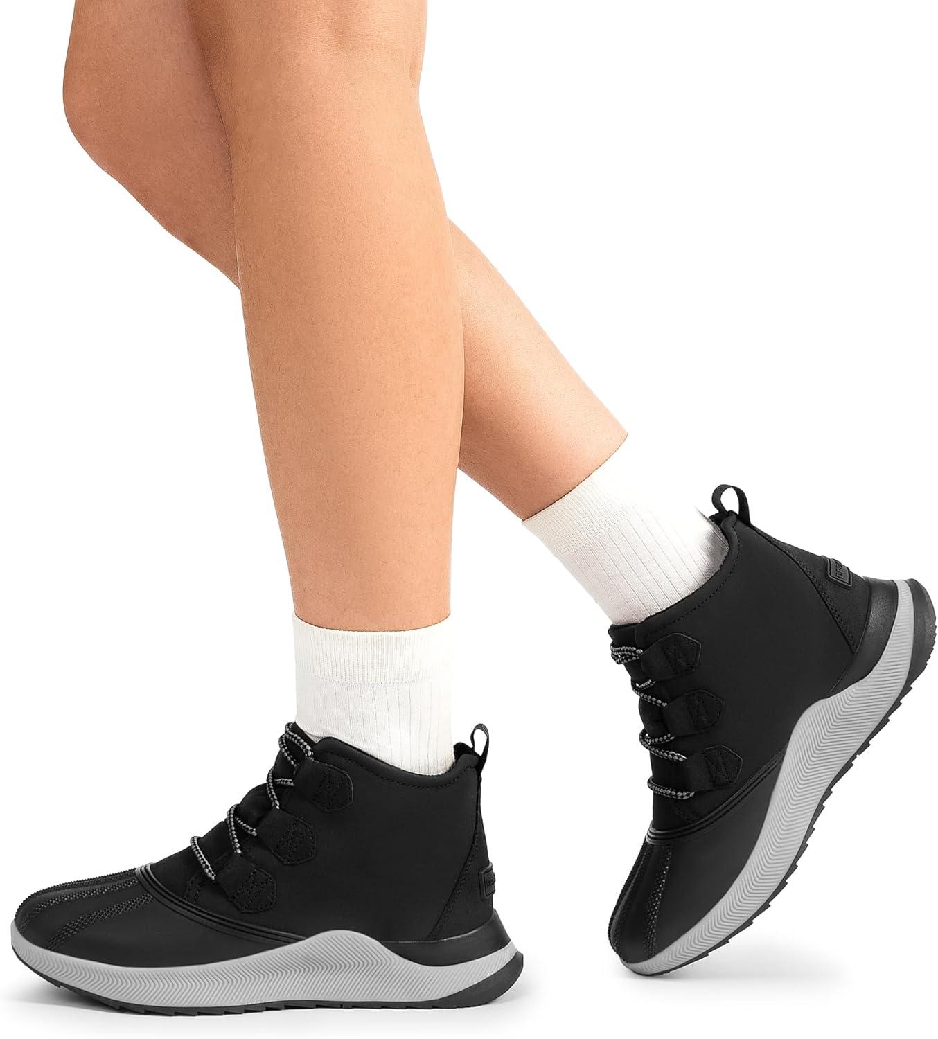 imageDREAM PAIRS Ankle Winter Boots for Women Waterproof Lace Up AntiSlip Warm Snow Booties Fashion Sneaker BootsBlack