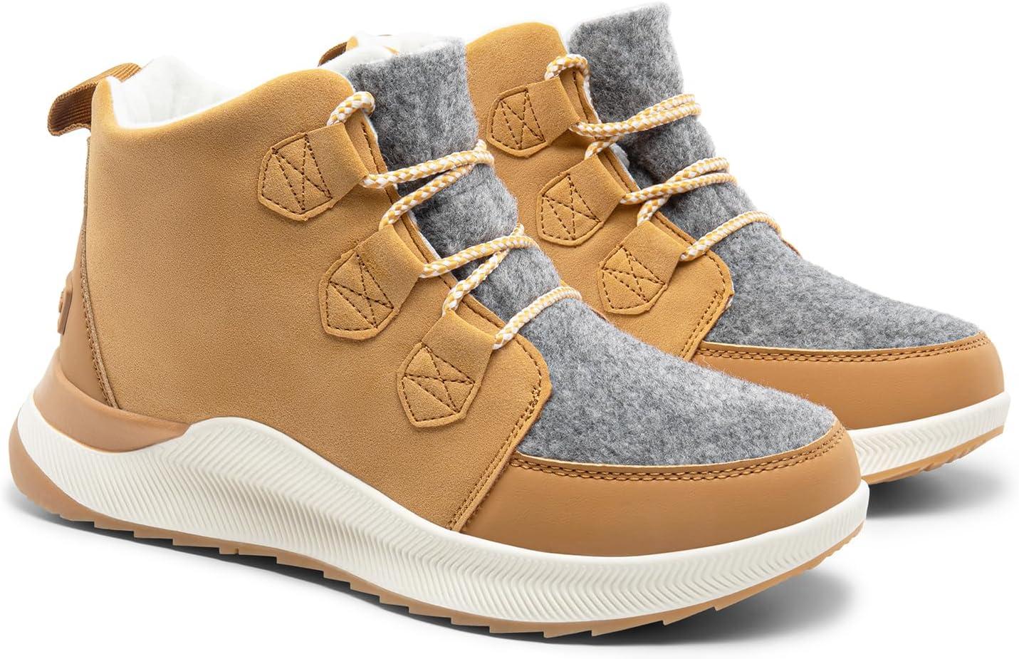 imageDREAM PAIRS Ankle Winter Boots for Women Waterproof Lace Up AntiSlip Warm Snow Booties Fashion Sneaker BootsChestnutGrey