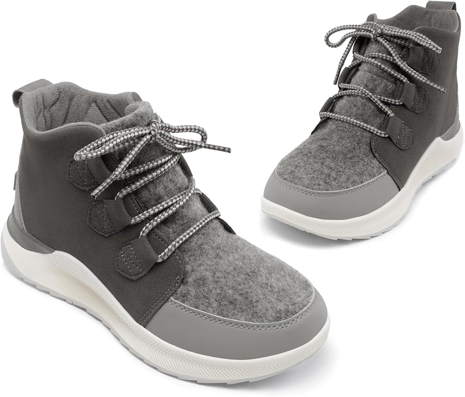 imageDREAM PAIRS Ankle Winter Boots for Women Waterproof Lace Up AntiSlip Warm Snow Booties Fashion Sneaker BootsDark Grey