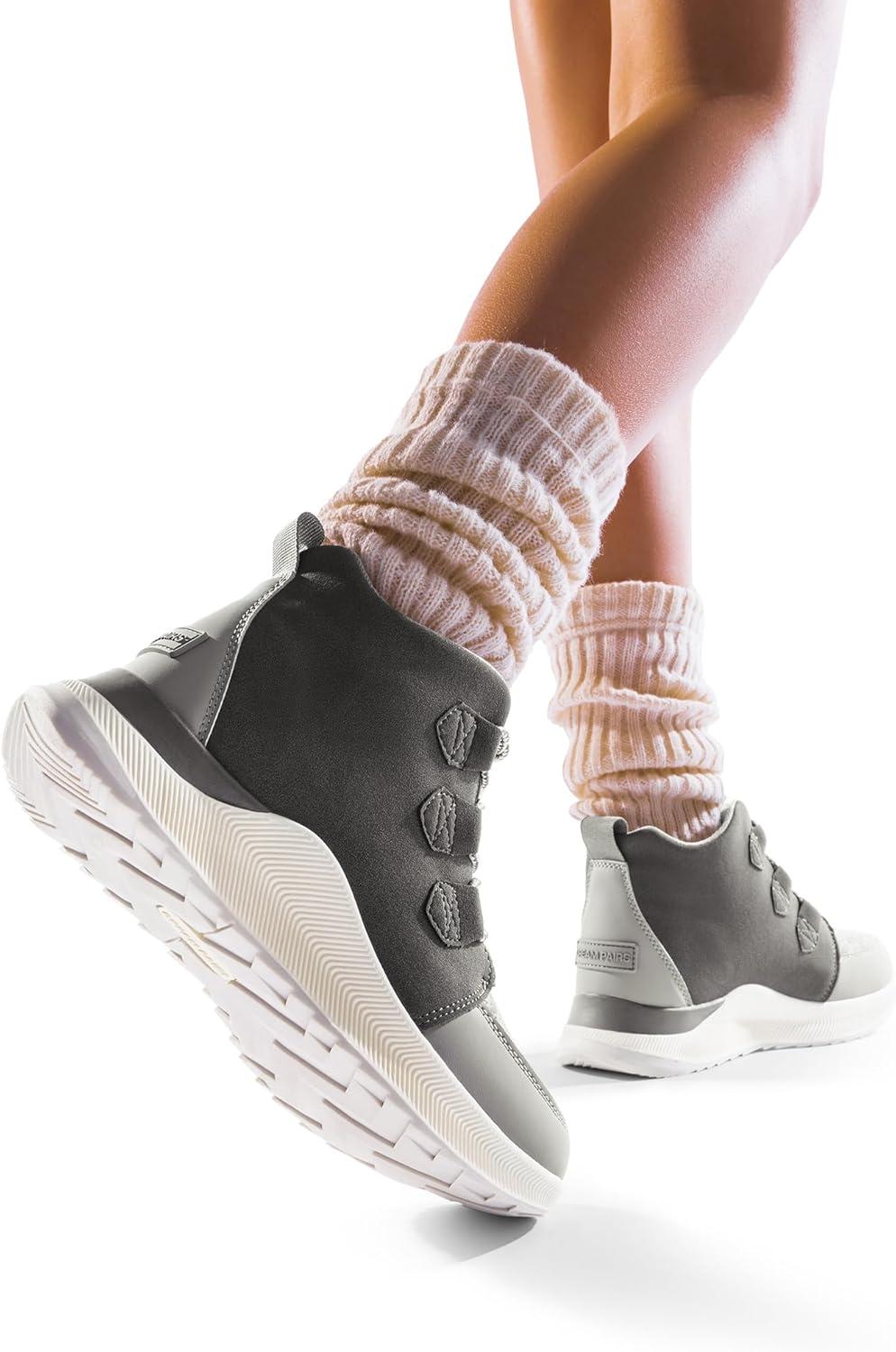 imageDREAM PAIRS Ankle Winter Boots for Women Waterproof Lace Up AntiSlip Warm Snow Booties Fashion Sneaker BootsDark Grey