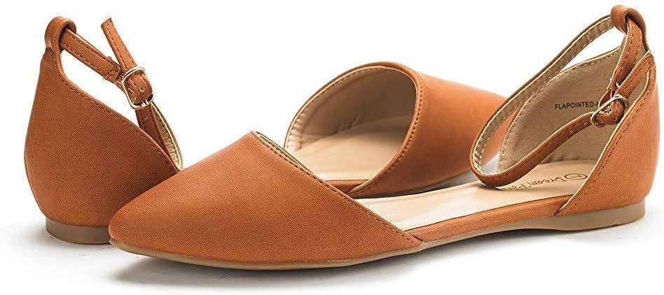 imageDREAM PAIRS Flapointed Womens Casual DOrsay Pointed Plain Ballet Comfort Soft Slip On Flats ShoesTanPu