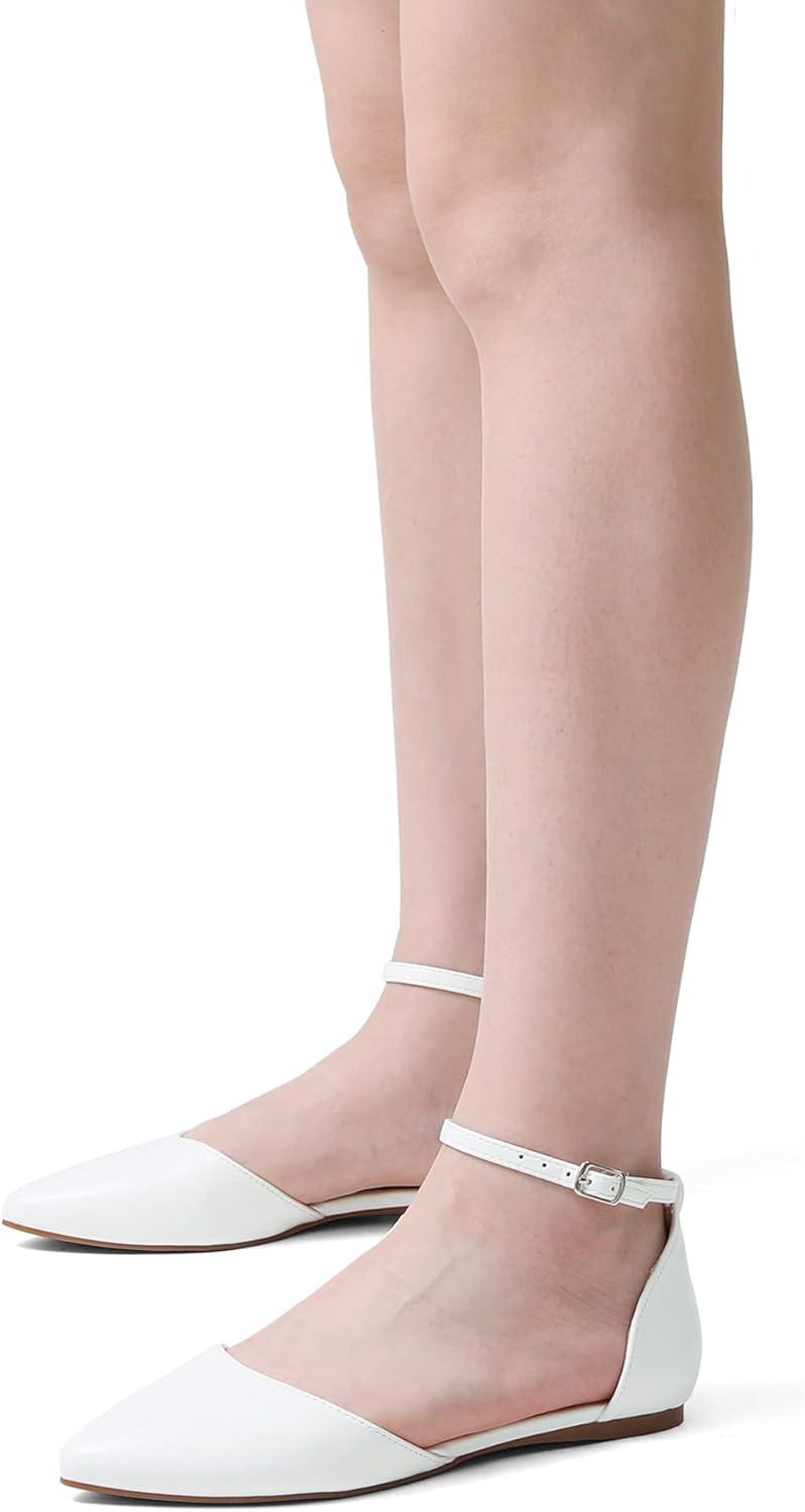 imageDREAM PAIRS Flapointed Womens Casual DOrsay Pointed Plain Ballet Comfort Soft Slip On Flats ShoesWhitePu