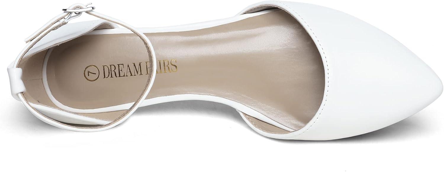 imageDREAM PAIRS Flapointed Womens Casual DOrsay Pointed Plain Ballet Comfort Soft Slip On Flats ShoesWhitePu