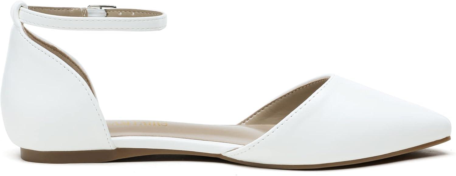 imageDREAM PAIRS Flapointed Womens Casual DOrsay Pointed Plain Ballet Comfort Soft Slip On Flats ShoesWhitePu