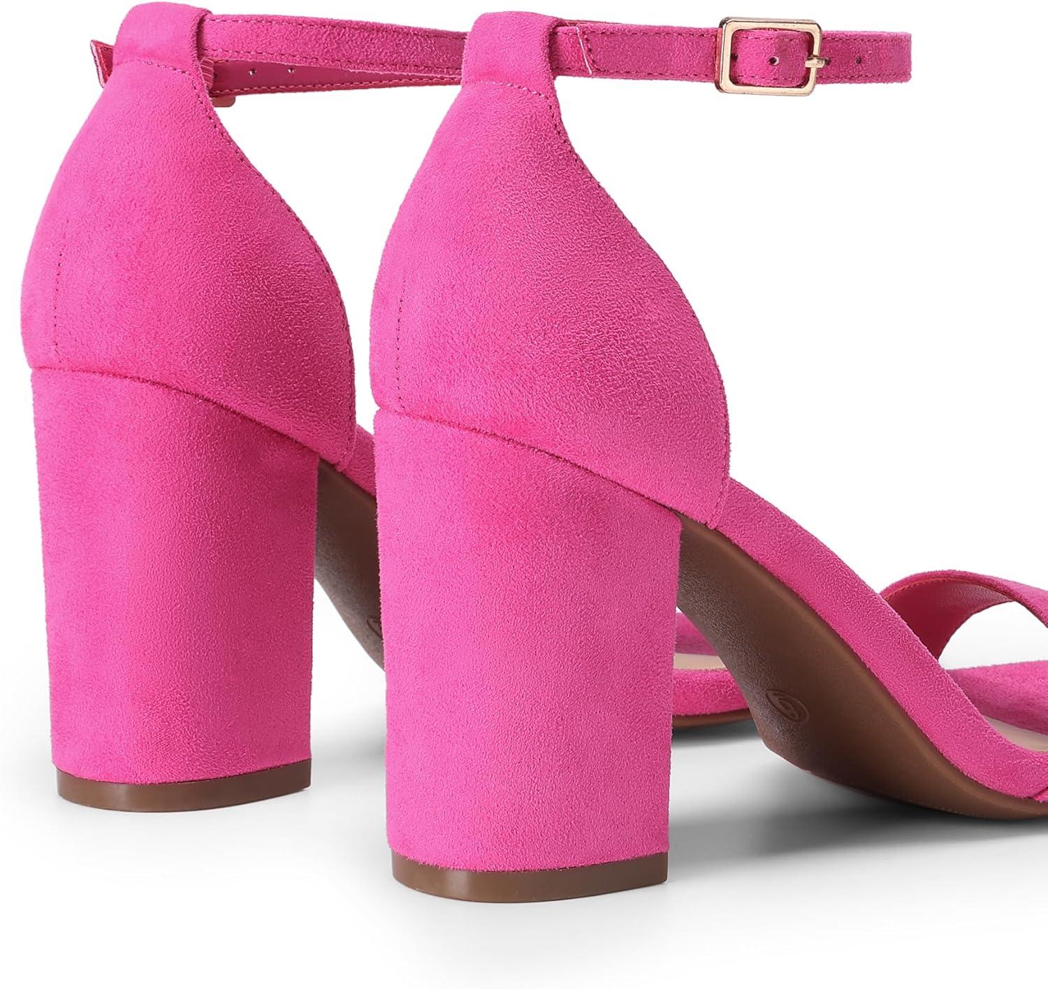 imageDREAM PAIRS Heels for Women Chunky Block Heel Open Toe Ankle Strap 35 Inch Heeled Sandals for Party Date WeddingHot Pink