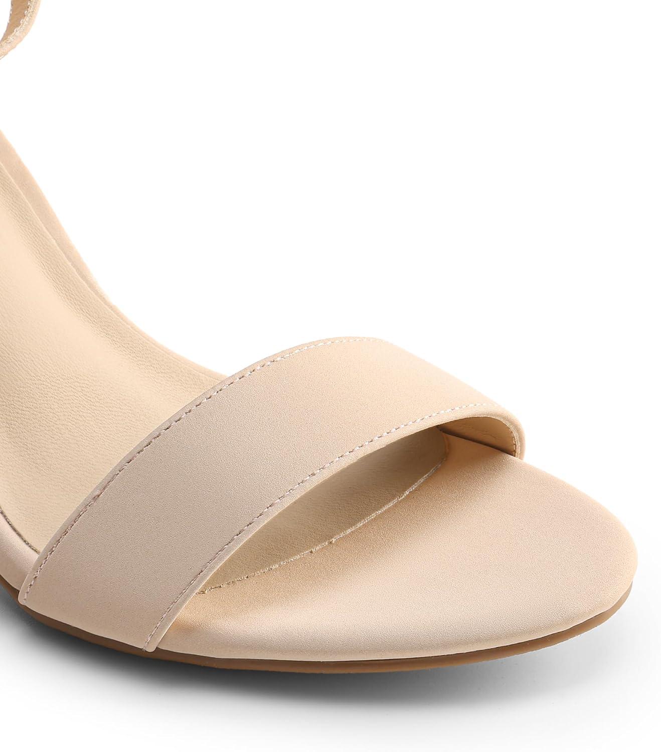 imageDREAM PAIRS Heels for Women Chunky Block Heel Open Toe Ankle Strap 35 Inch Heeled Sandals for Party Date WeddingNudenubuck