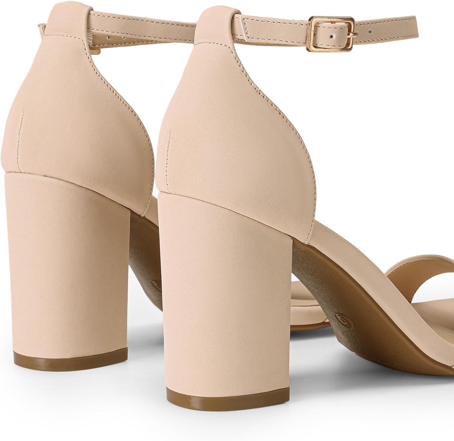 imageDREAM PAIRS Heels for Women Chunky Block Heel Open Toe Ankle Strap 35 Inch Heeled Sandals for Party Date WeddingNudenubuck