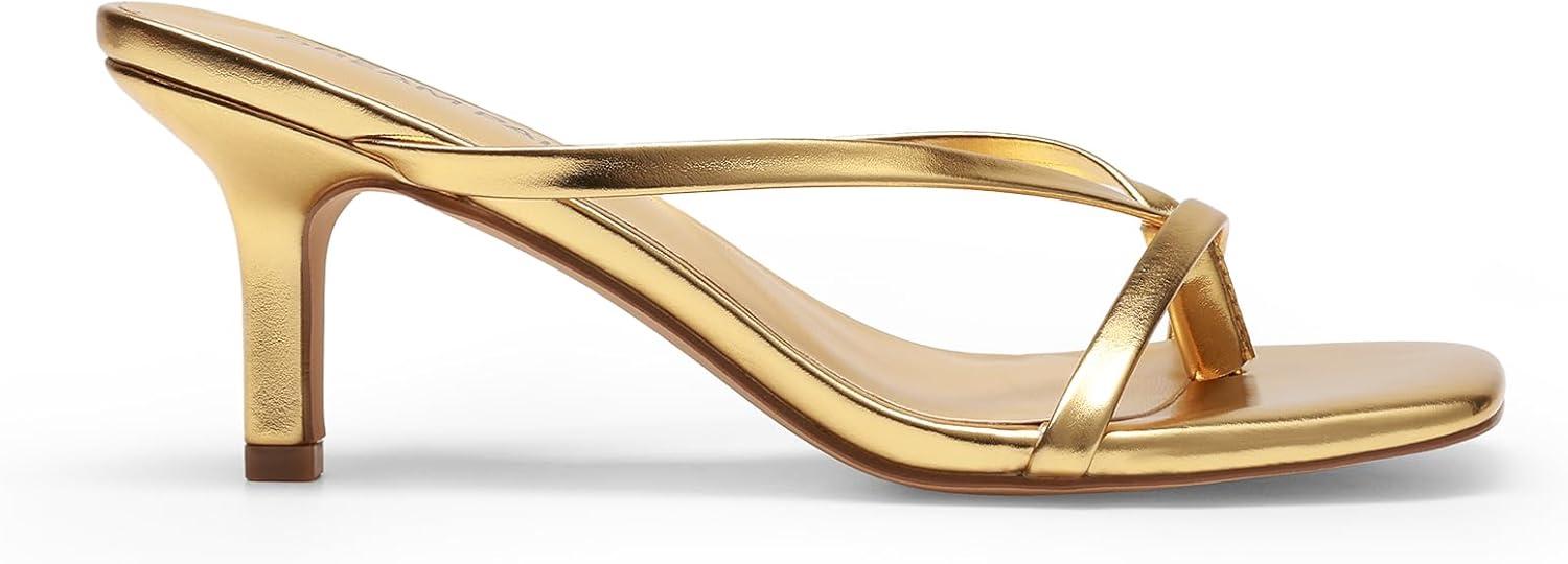 imageDREAM PAIRS Heels for Women Flip Flops Kitten Low Heels Open Square Toe Thong Heeled Sandals Fashion Comfort Shoes for Party Casual SlidesGold