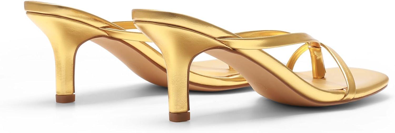 imageDREAM PAIRS Heels for Women Flip Flops Kitten Low Heels Open Square Toe Thong Heeled Sandals Fashion Comfort Shoes for Party Casual SlidesGold