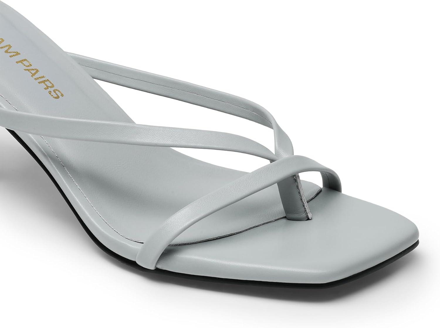 imageDREAM PAIRS Heels for Women Flip Flops Kitten Low Heels Open Square Toe Thong Heeled Sandals Fashion Comfort Shoes for Party Casual SlidesGrey