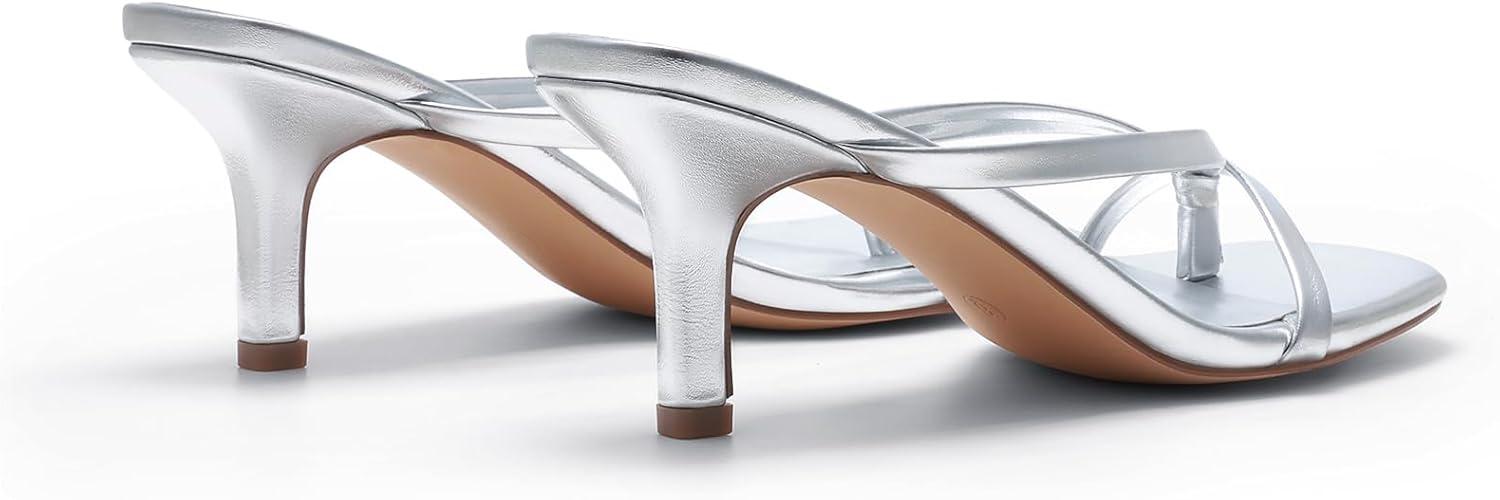 imageDREAM PAIRS Heels for Women Flip Flops Kitten Low Heels Open Square Toe Thong Heeled Sandals Fashion Comfort Shoes for Party Casual SlidesSilver