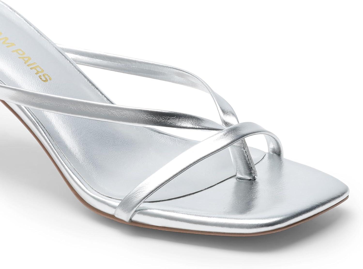 imageDREAM PAIRS Heels for Women Flip Flops Kitten Low Heels Open Square Toe Thong Heeled Sandals Fashion Comfort Shoes for Party Casual SlidesSilver