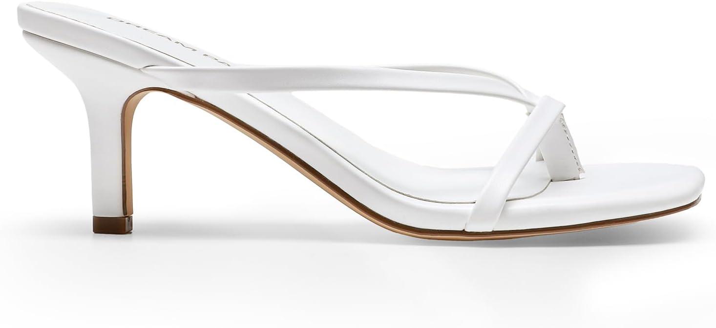 imageDREAM PAIRS Heels for Women Flip Flops Kitten Low Heels Open Square Toe Thong Heeled Sandals Fashion Comfort Shoes for Party Casual SlidesWhite