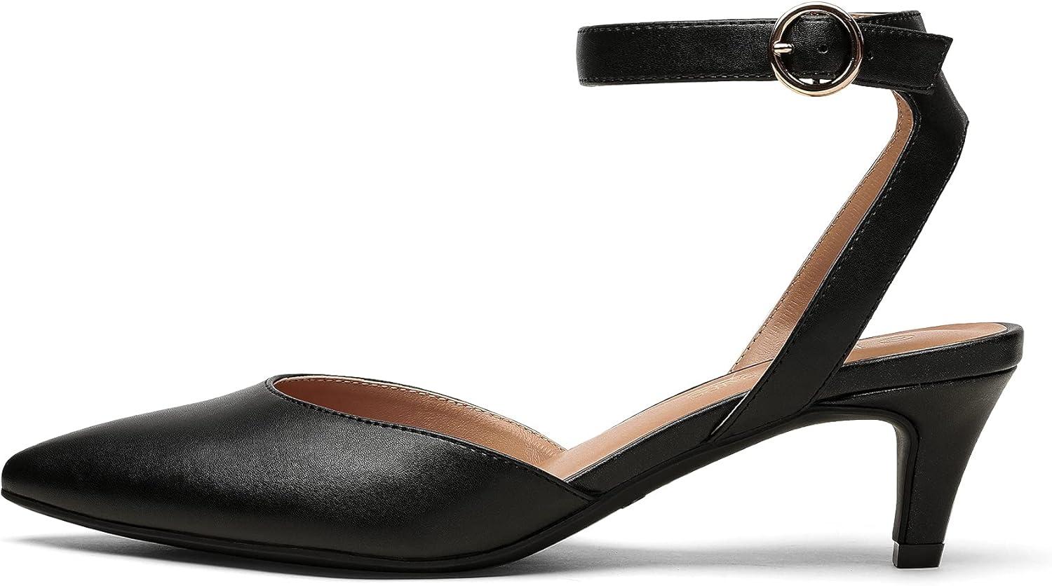 imageDREAM PAIRS Kitten Heels for Women Low Heel Dress Shoes Wedding Dress Closed Toe Pump Shoes LunaBlack