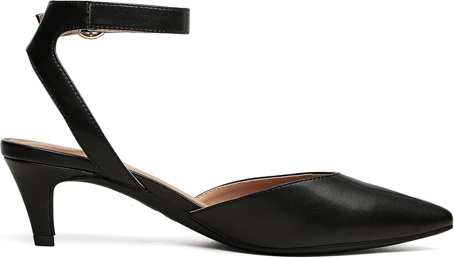 imageDREAM PAIRS Kitten Heels for Women Low Heel Dress Shoes Wedding Dress Closed Toe Pump Shoes LunaBlack