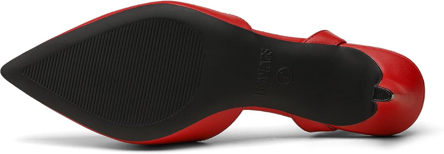 imageDREAM PAIRS Kitten Heels for Women Low Heel Dress Shoes Wedding Dress Closed Toe Pump Shoes LunaFireRed