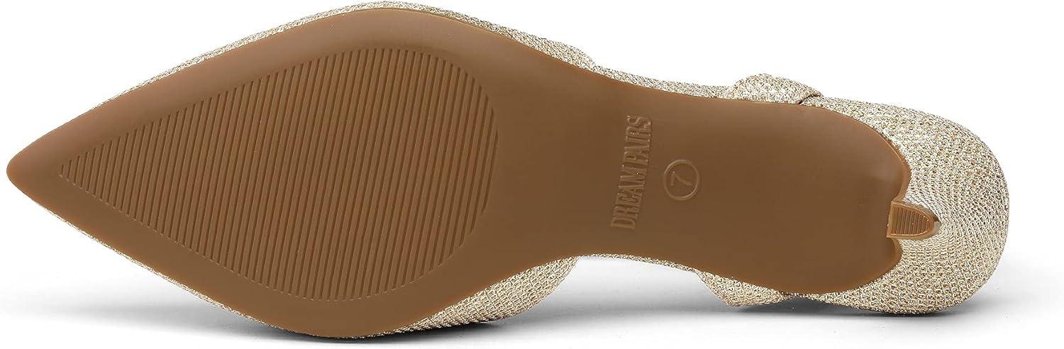 imageDREAM PAIRS Kitten Heels for Women Low Heel Dress Shoes Wedding Dress Closed Toe Pump Shoes LunaGoldGlitter