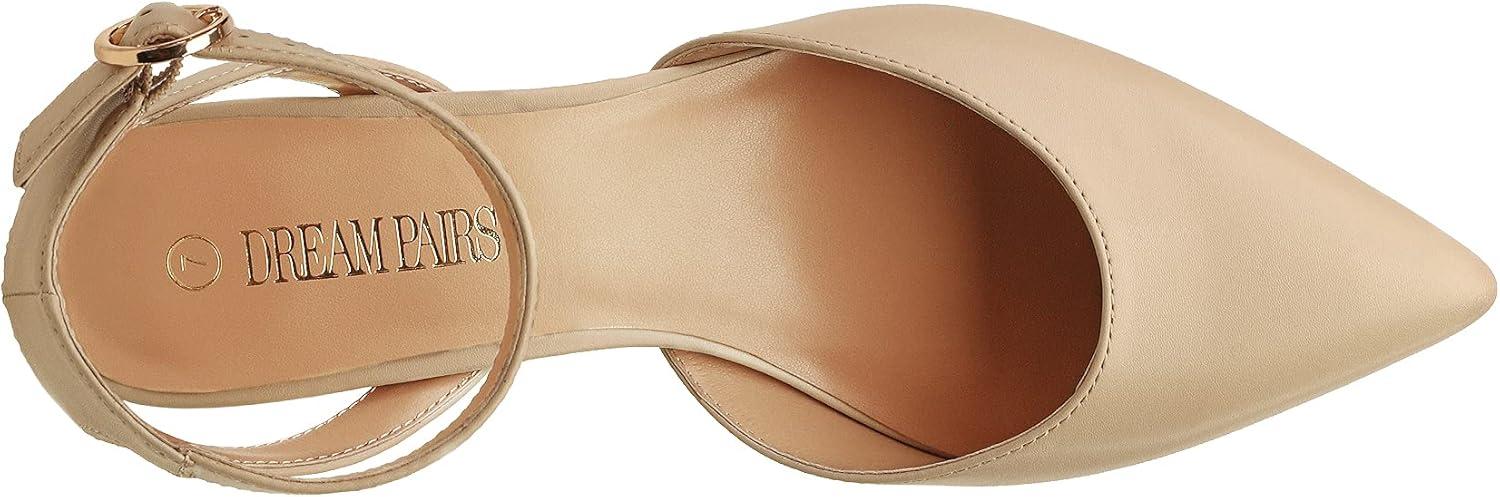 imageDREAM PAIRS Kitten Heels for Women Low Heel Dress Shoes Wedding Dress Closed Toe Pump Shoes LunaNude