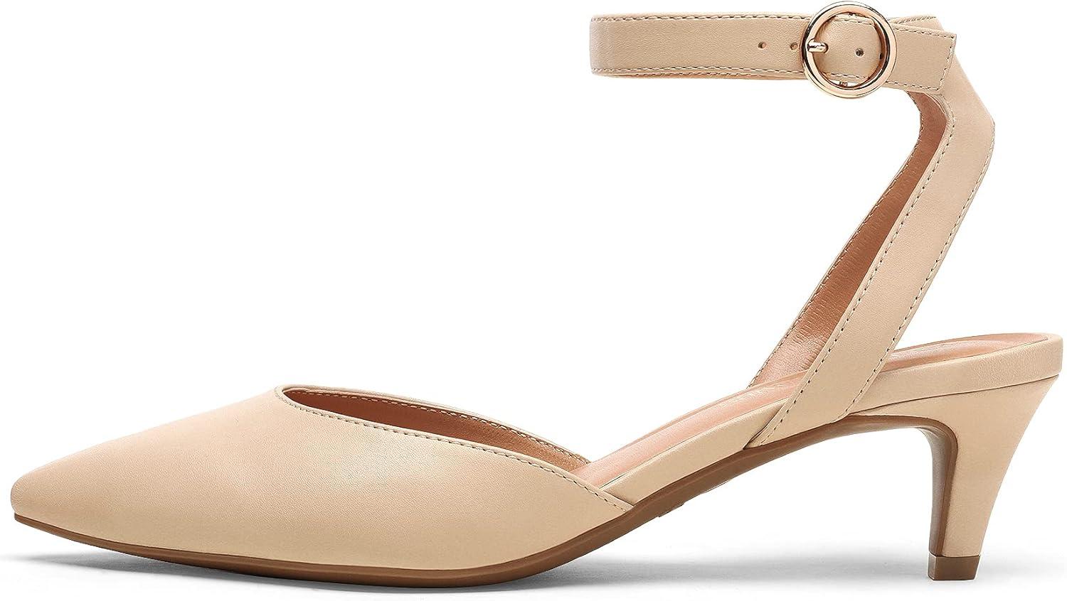 imageDREAM PAIRS Kitten Heels for Women Low Heel Dress Shoes Wedding Dress Closed Toe Pump Shoes LunaNude