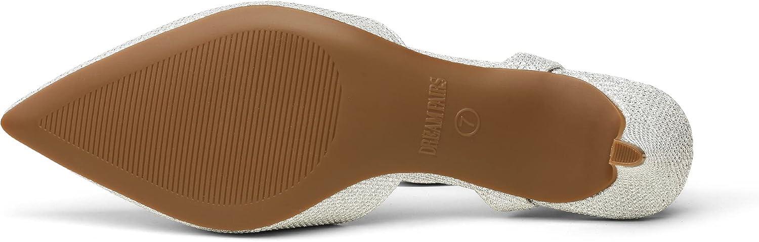 imageDREAM PAIRS Kitten Heels for Women Low Heel Dress Shoes Wedding Dress Closed Toe Pump Shoes LunaSilverGlitter