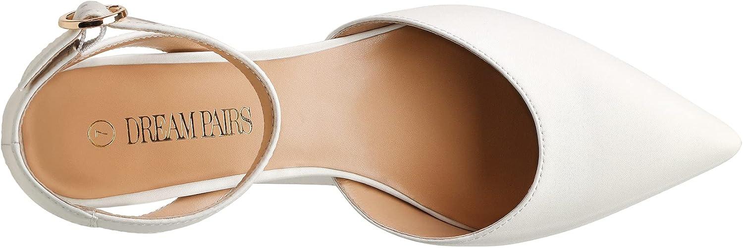 imageDREAM PAIRS Kitten Heels for Women Low Heel Dress Shoes Wedding Dress Closed Toe Pump Shoes LunaWhitePu