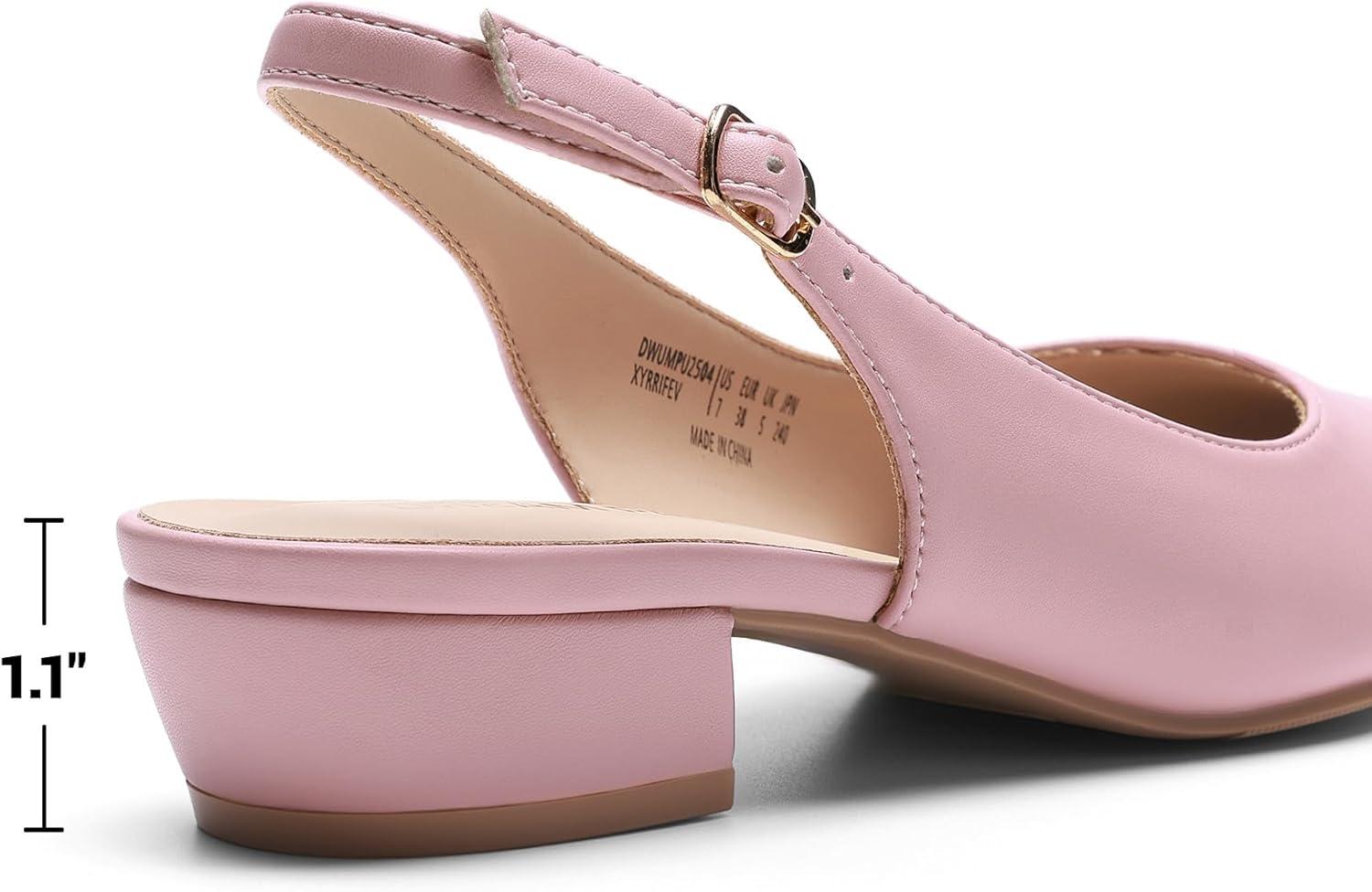 imageDREAM PAIRS Kitten Slingback Low Block Heels for Women Pointed Closed Toe Business Dress Shoes Wedding Party Comfortable Pumps ShoesLight Pink
