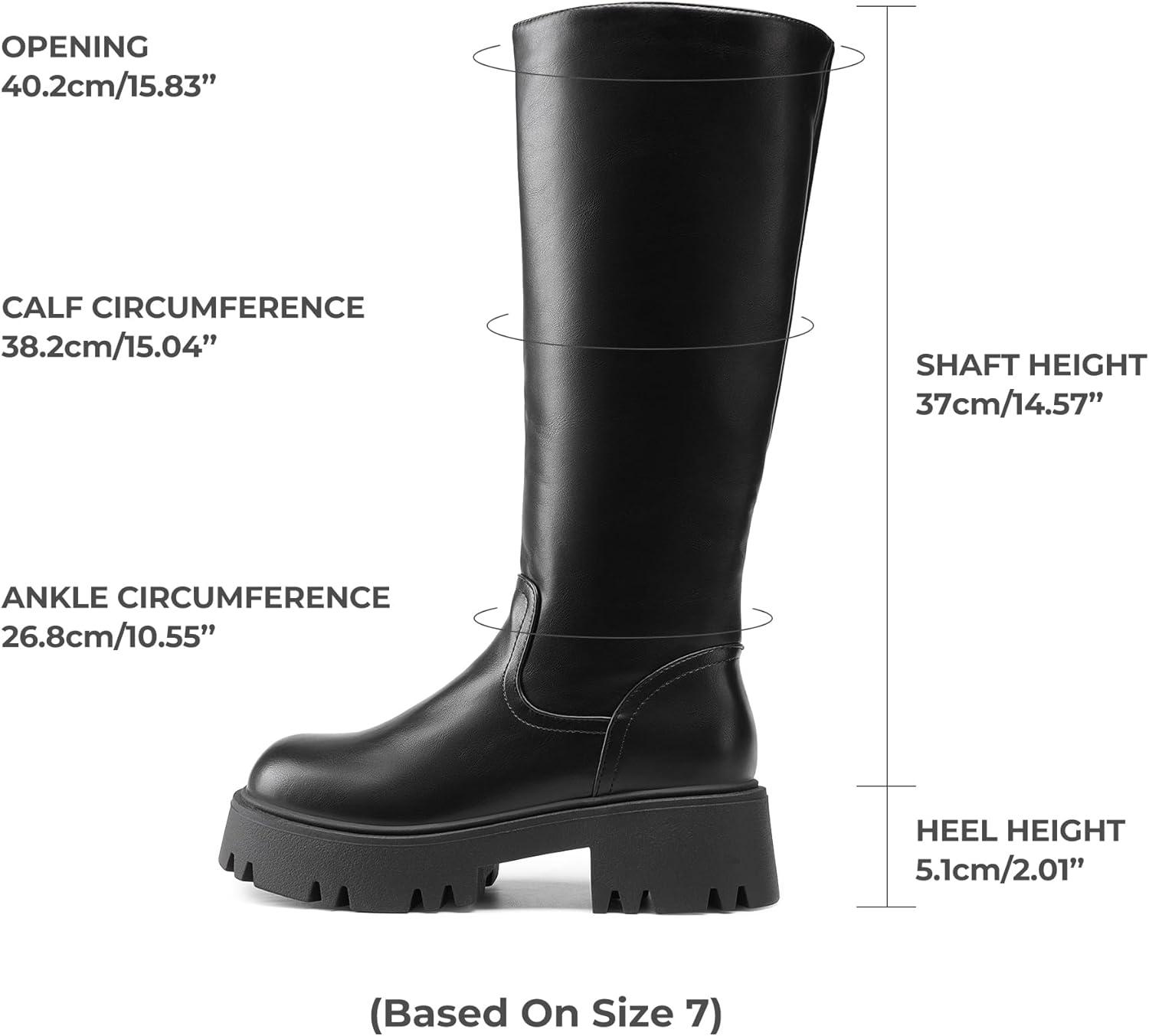 imageDREAM PAIRS Knee High Boots Comfortable Chunky Platform RoundToe Side Zip Boots for WomenBlack