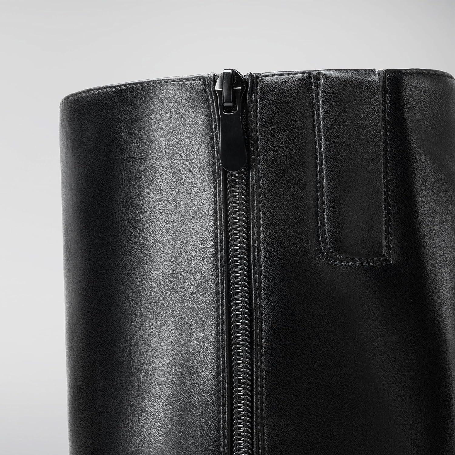 imageDREAM PAIRS Knee High Boots Women Chunky Block Heel Square Toe Side Zipper Tall Boots for WomenBlackpu