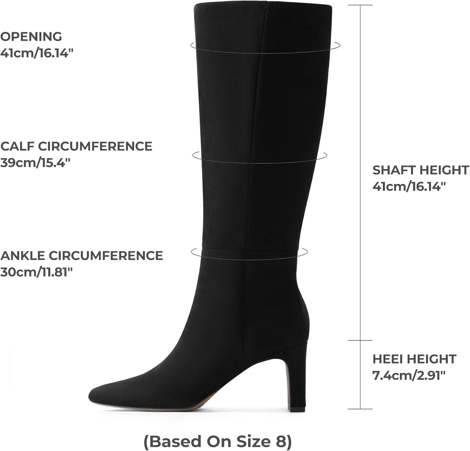 imageDREAM PAIRS Knee High Boots Women Chunky Block Heel Square Toe Side Zipper Tall Boots for WomenBlacksuede