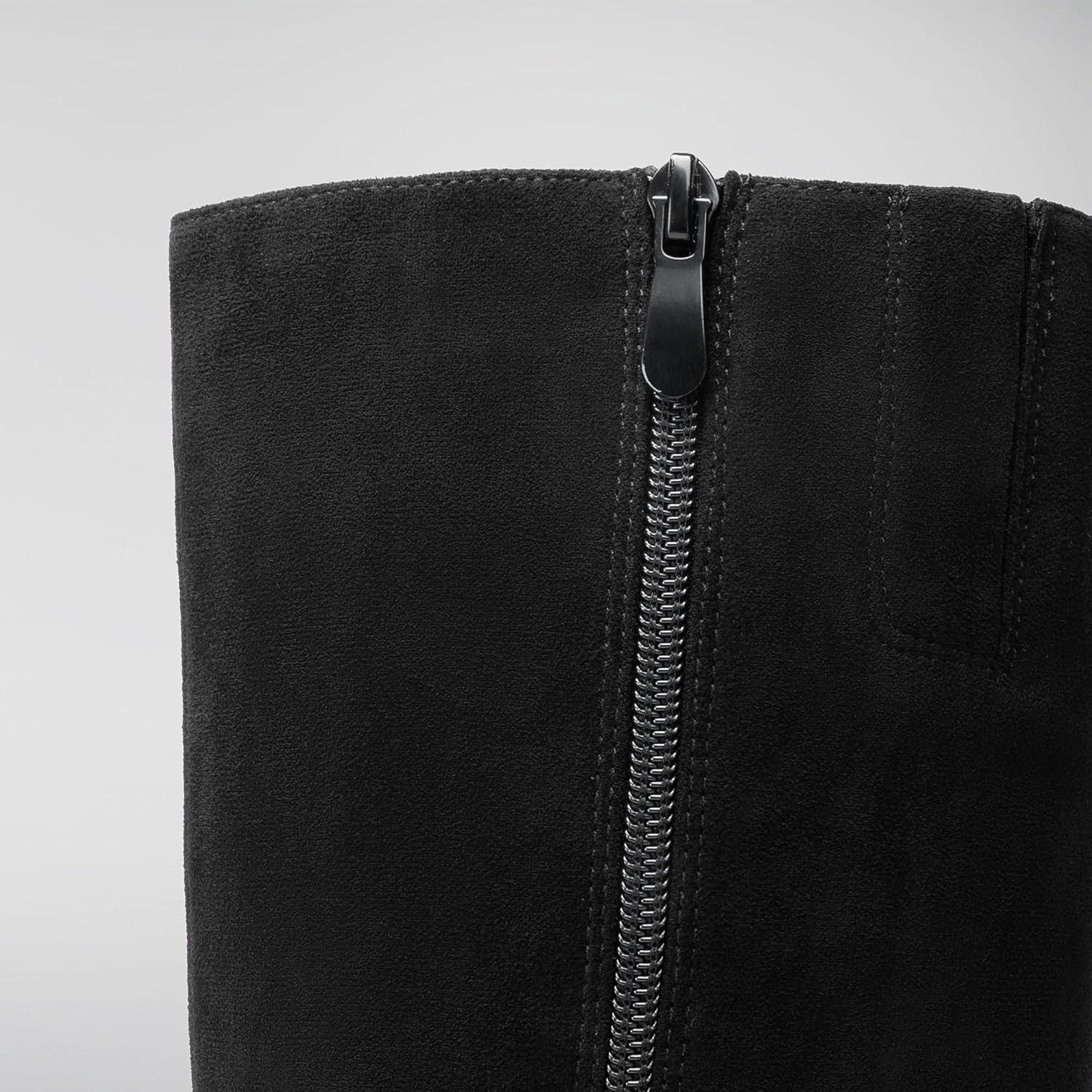 imageDREAM PAIRS Knee High Boots Women Chunky Block Heel Square Toe Side Zipper Tall Boots for WomenBlacksuede