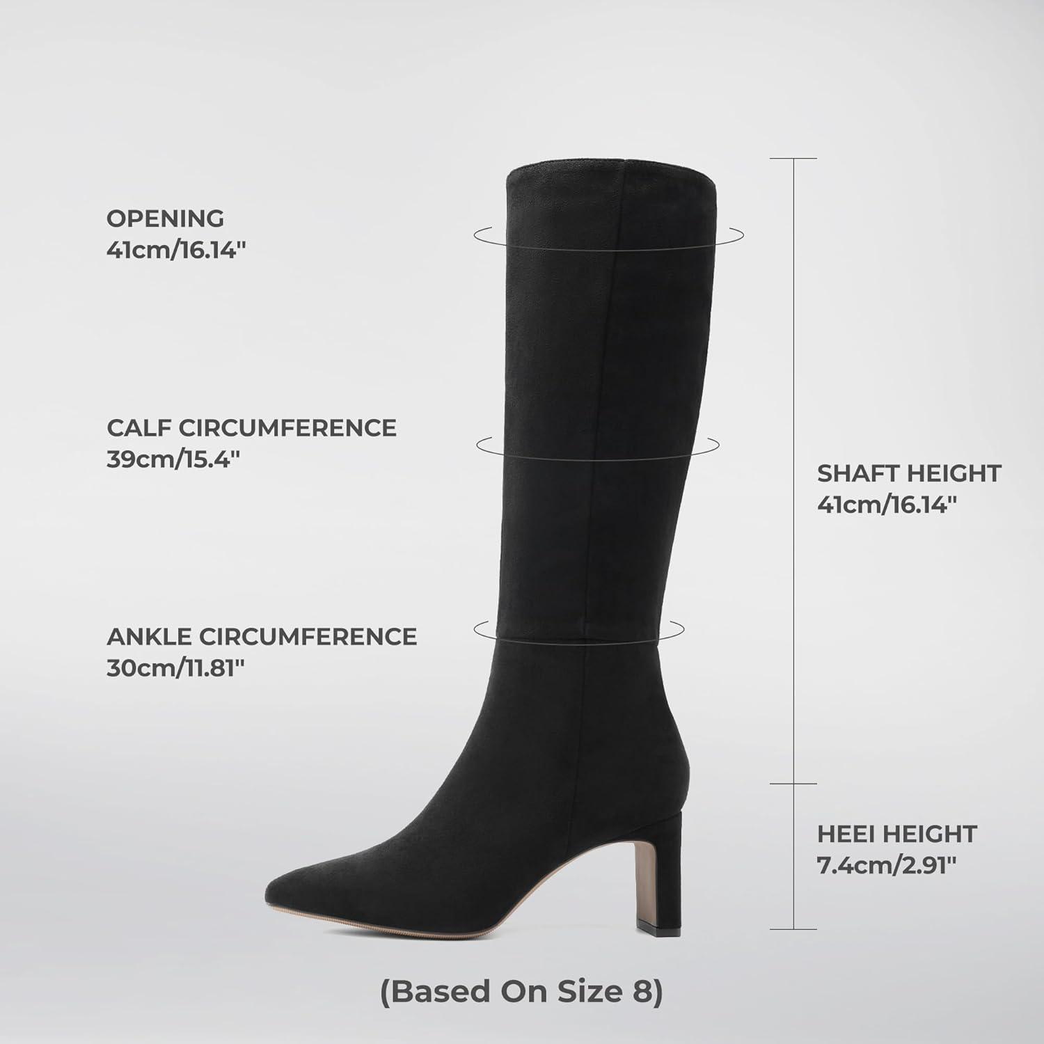imageDREAM PAIRS Knee High Boots Women Chunky Block Heel Square Toe Side Zipper Tall Boots for WomenBlacksuede