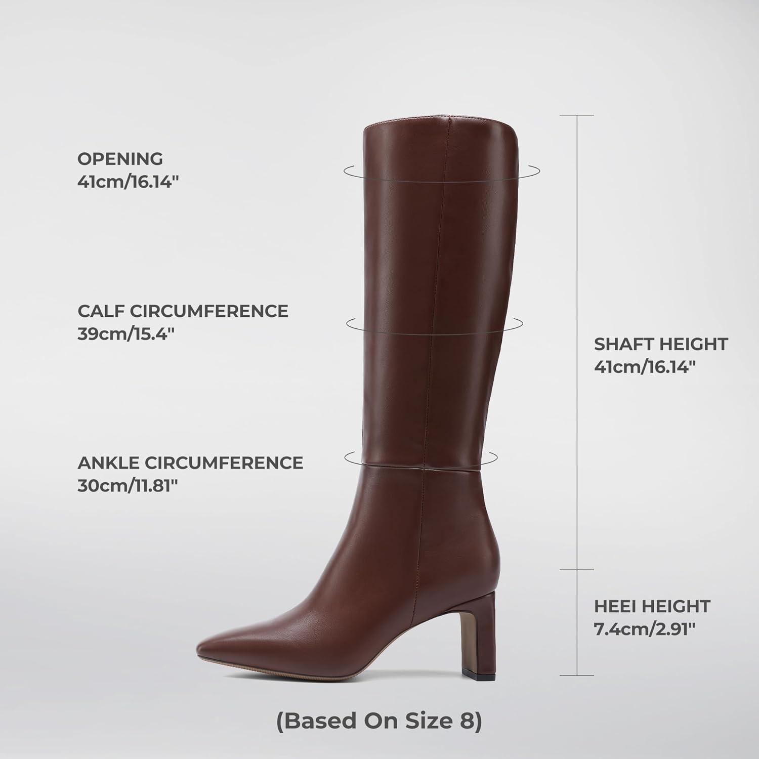 imageDREAM PAIRS Knee High Boots Women Chunky Block Heel Square Toe Side Zipper Tall Boots for WomenBrownpu