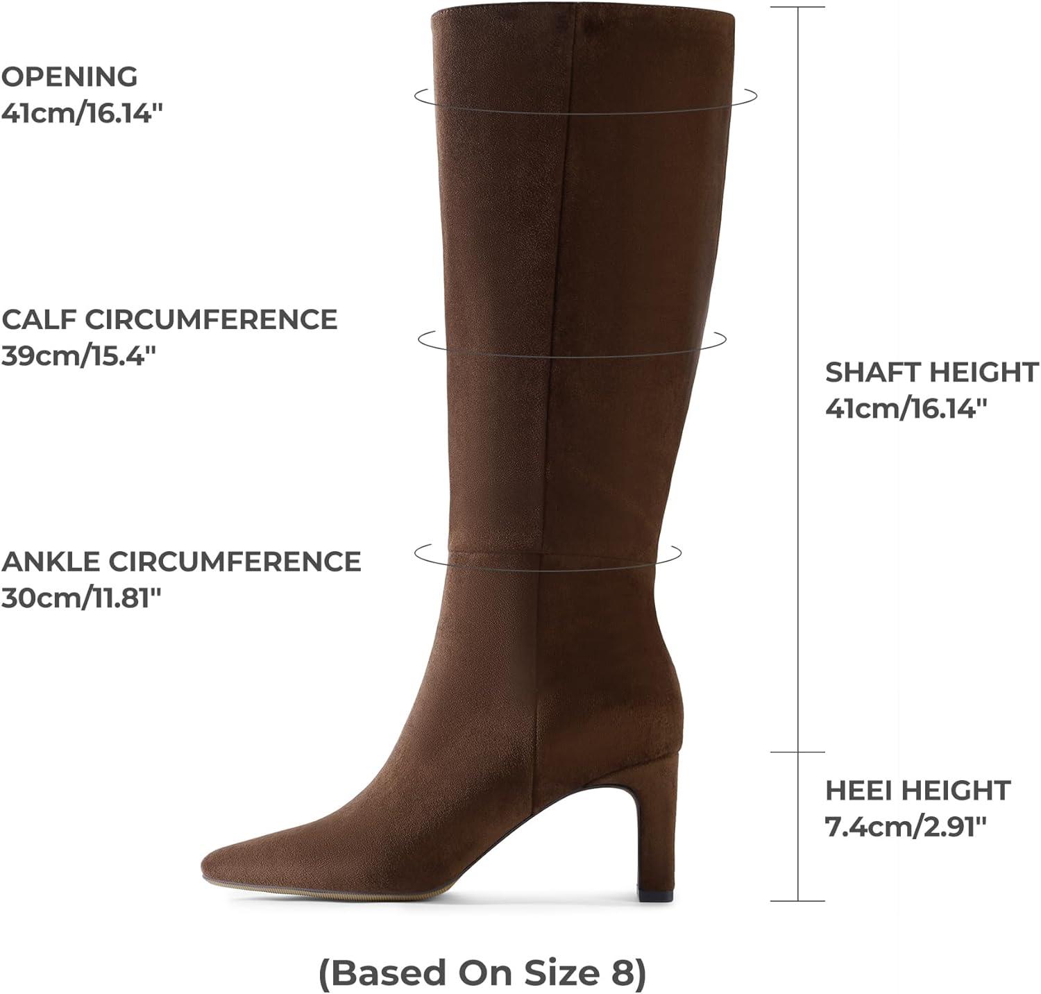 imageDREAM PAIRS Knee High Boots Women Chunky Block Heel Square Toe Side Zipper Tall Boots for WomenBrownsuede