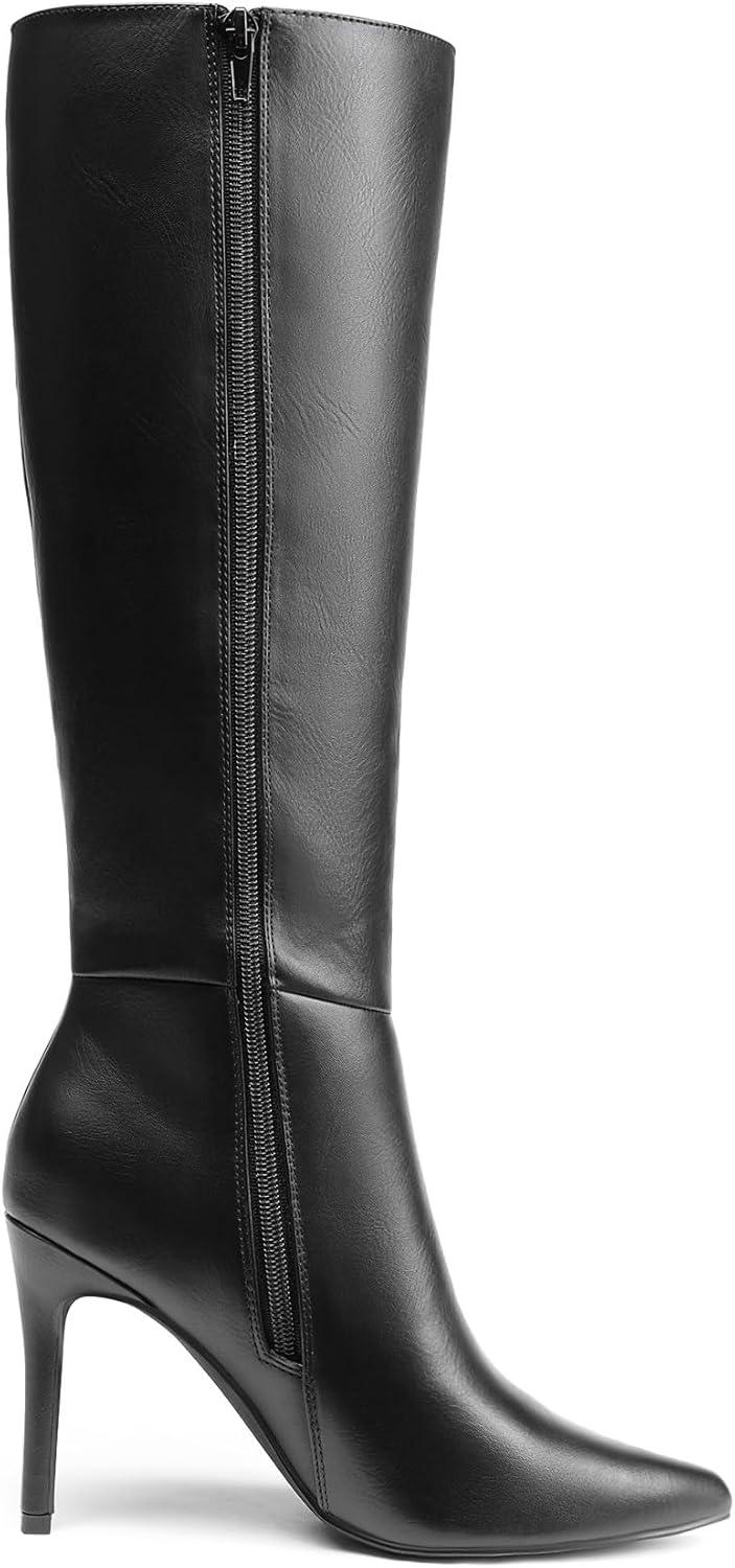 imageDREAM PAIRS Knee High Boots for Women Sexy Pointed Toe Stiletto High Heel Boots Fashion ampamp Classic Dress ShoesBlackpu
