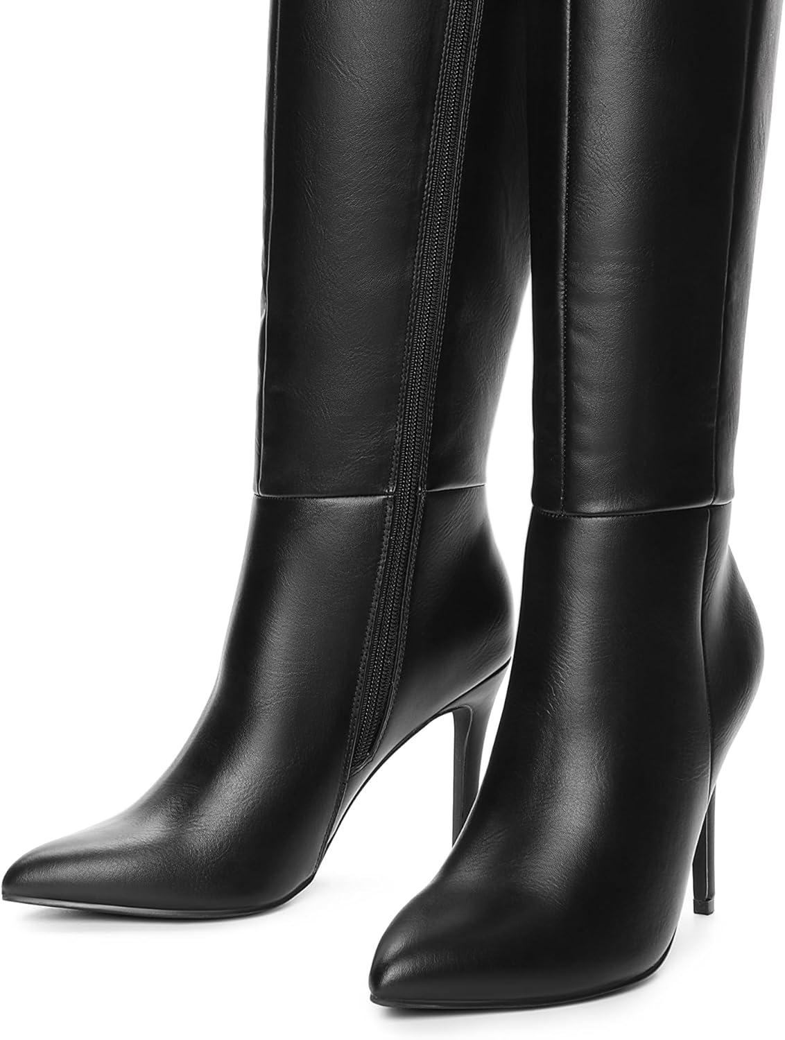 imageDREAM PAIRS Knee High Boots for Women Sexy Pointed Toe Stiletto High Heel Boots Fashion ampamp Classic Dress ShoesBlackpu