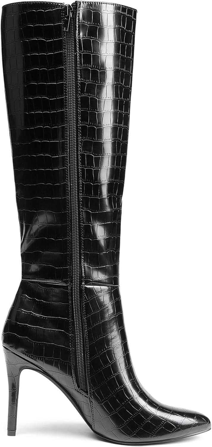imageDREAM PAIRS Knee High Boots for Women Sexy Pointed Toe Stiletto High Heel Boots Fashion ampamp Classic Dress ShoesBlackstone