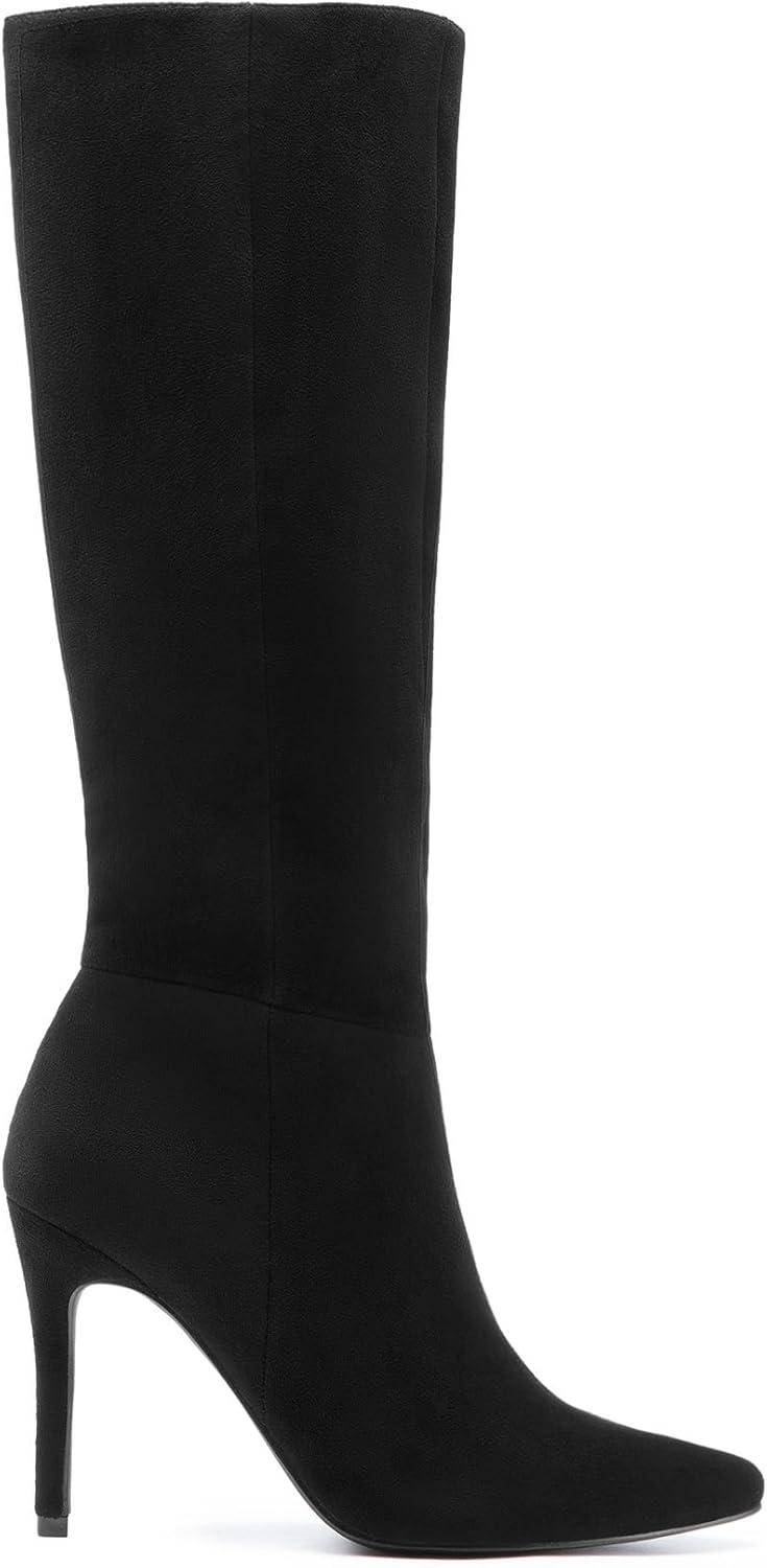 imageDREAM PAIRS Knee High Boots for Women Sexy Pointed Toe Stiletto High Heel Boots Fashion ampamp Classic Dress ShoesBlacksuede