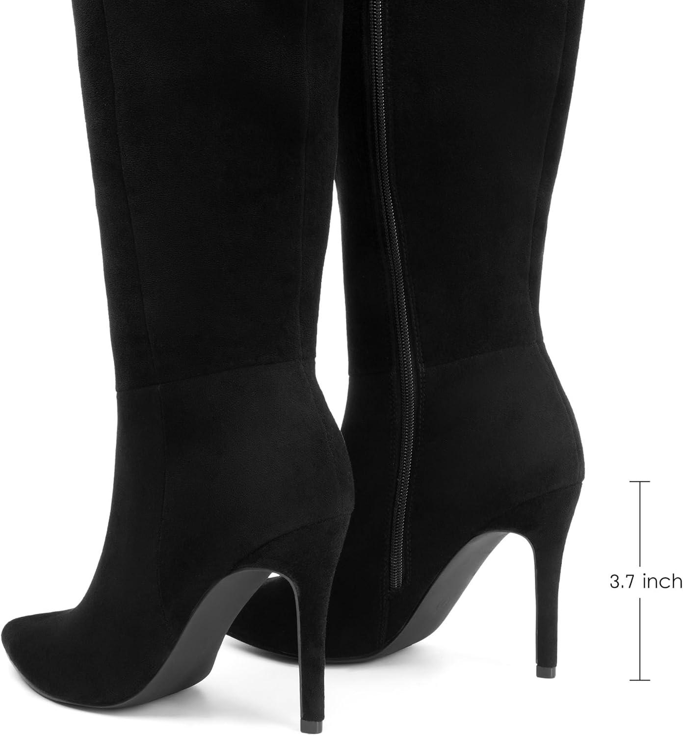 imageDREAM PAIRS Knee High Boots for Women Sexy Pointed Toe Stiletto High Heel Boots Fashion ampamp Classic Dress ShoesBlacksuede