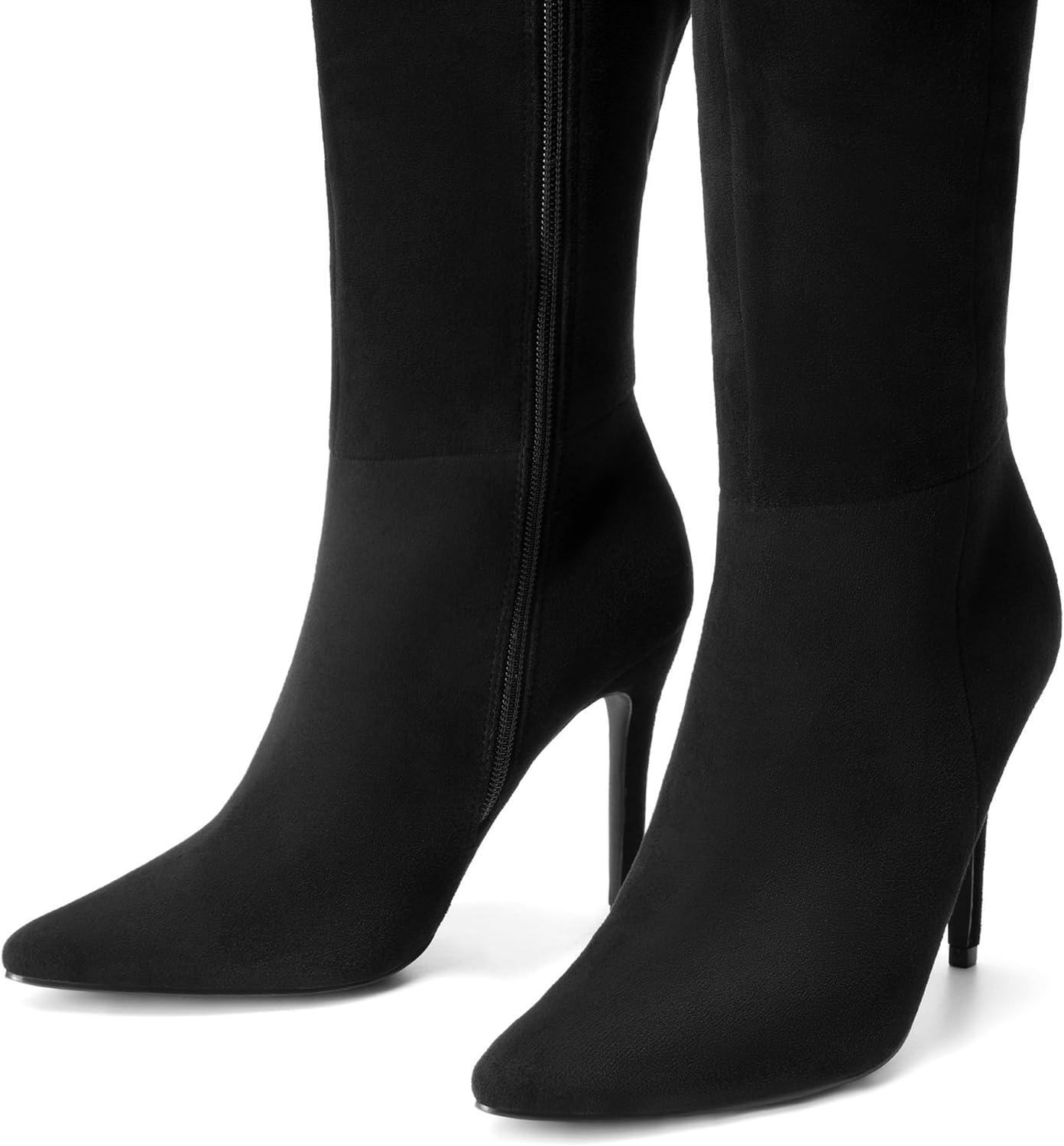 imageDREAM PAIRS Knee High Boots for Women Sexy Pointed Toe Stiletto High Heel Boots Fashion ampamp Classic Dress ShoesBlacksuede