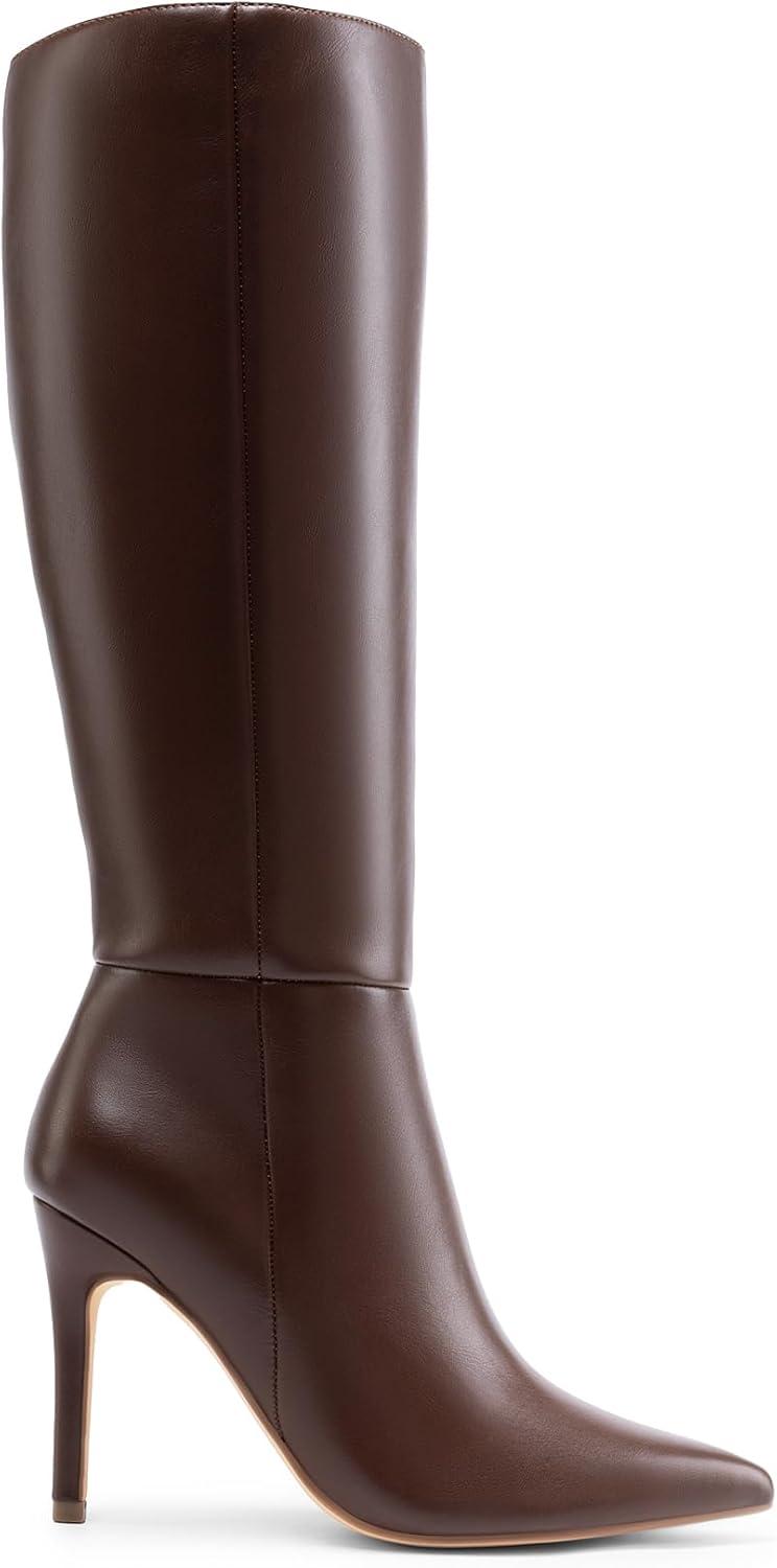 imageDREAM PAIRS Knee High Boots for Women Sexy Pointed Toe Stiletto High Heel Boots Fashion ampamp Classic Dress ShoesBrown