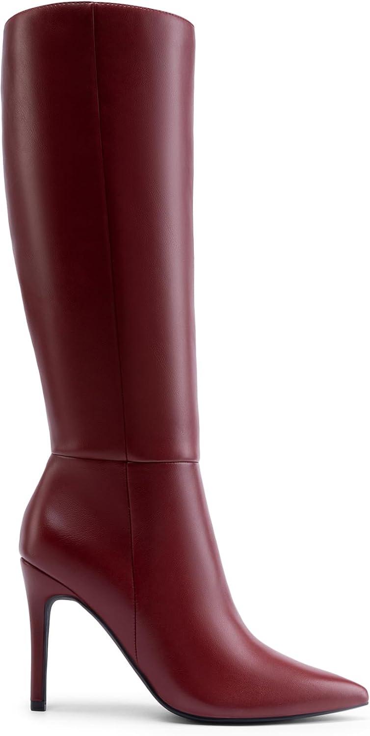 imageDREAM PAIRS Knee High Boots for Women Sexy Pointed Toe Stiletto High Heel Boots Fashion ampamp Classic Dress ShoesBurgundy