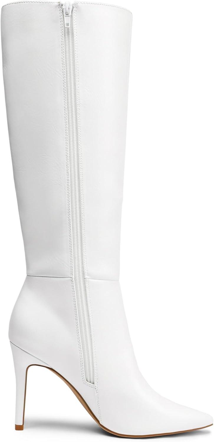 imageDREAM PAIRS Knee High Boots for Women Sexy Pointed Toe Stiletto High Heel Boots Fashion ampamp Classic Dress ShoesWhitepu