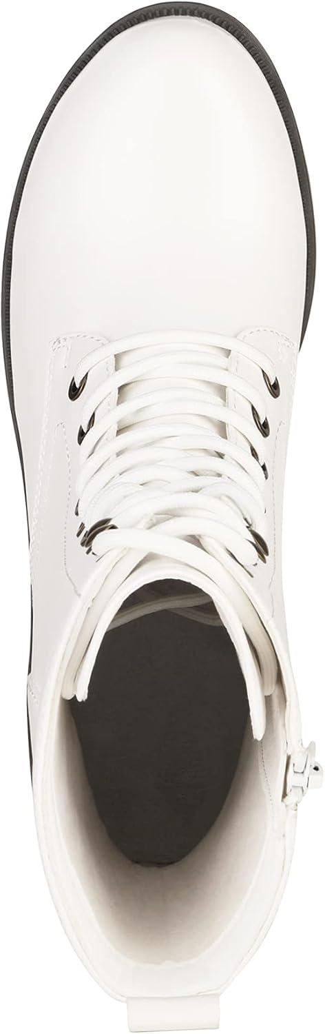 imageDREAM PAIRS Laceup Combat Boots Midcalf Military Winter Boot for WomenWhitePu