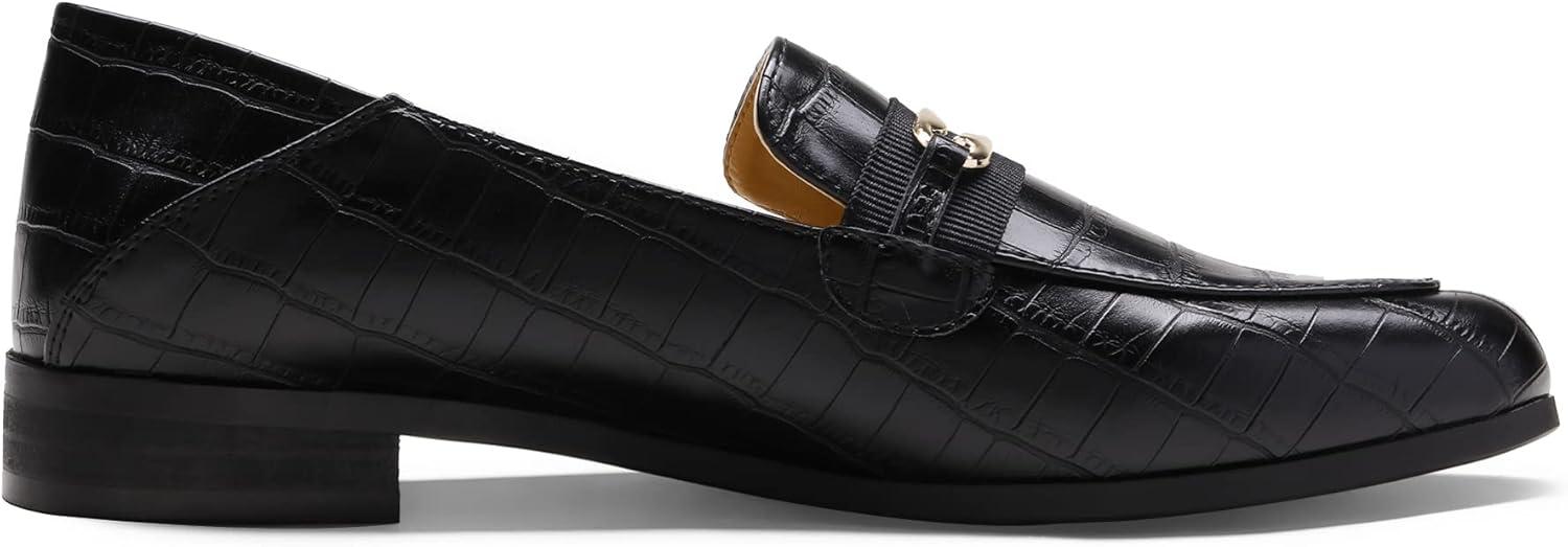 imageDREAM PAIRS Loafers for Women Slip On Comfortable Round Toe Casual Fashion Flats Dressy ShoesBlack StonePu