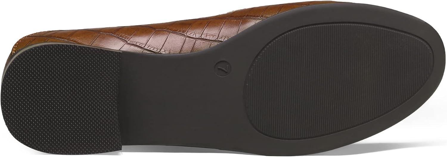 imageDREAM PAIRS Loafers for Women Slip On Comfortable Round Toe Casual Fashion Flats Dressy ShoesTan StonePu